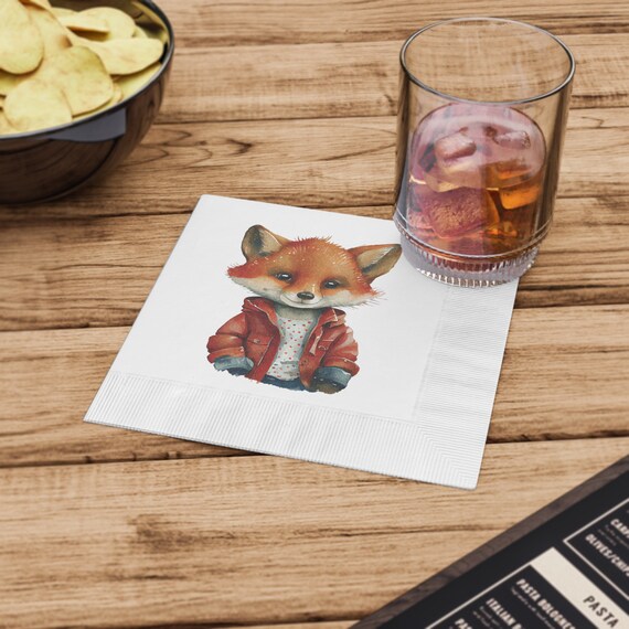 Red Jacket Cool Fox White Coined Napkins