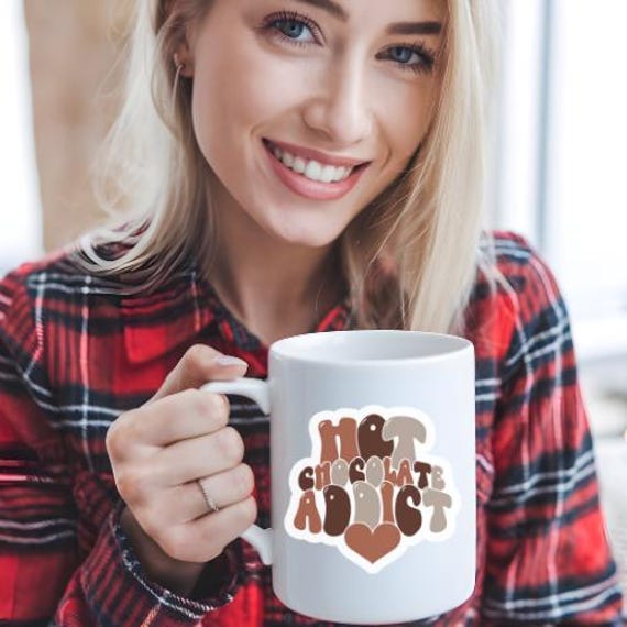 Ceramic Mug, Hot Chocolate Addict, Funny Quote for Hot Chocolate Lover, Large Coffee Mug, Chocolate lovers need mugs too.