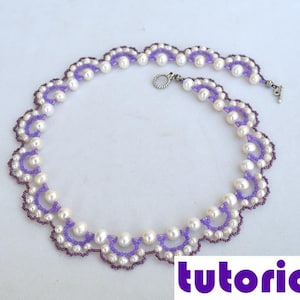 Tutorial: Pearl festooned bracelet and necklace Bead weaving pattern Beading pattern Necklace tutorial Bracelet tutorial PDF tutorial T5
