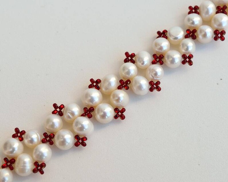 Tutorial Diamonds Beaded Bracelet With Pearls or Crystals Beading