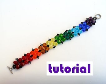 Tutorial: Rauten Perlen Armband mit Perlen oder Kristallen Fädelanleitungen Fädelmuster Armband-Anleitung Rocailles Perlen Anleitung PDF-T10