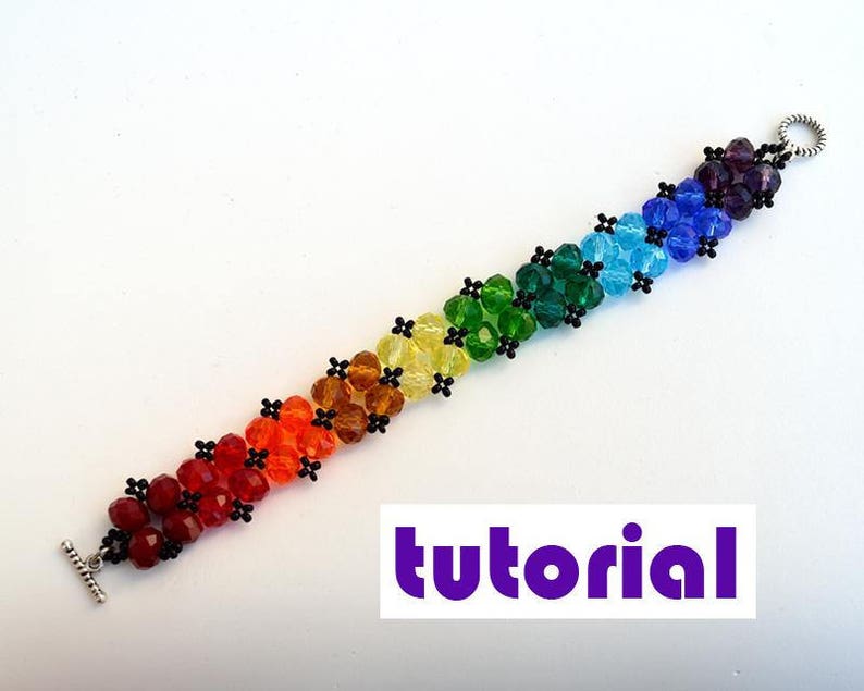 Tutorial Diamonds Beaded Bracelet With Pearls or Crystals Beading