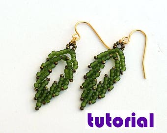 Tutorial: Autumn leaf earrings or element Beading instructions Beading pattern Earrings tutorial Beaded earrings pattern PDF tutorial T11
