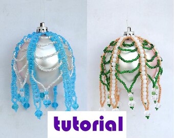 Tutorial: Victorian style festooned Christmas tree ornament cover Beading tutorials Beading pattern Ornament tutorial PDF Instant downloadT3