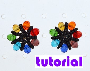 Tutorial: Pendientes de flores arcoíris Instrucciones paso a paso Patrones de abalorios para crear pendientes T30