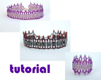 Tutorial: Pulsera y anillo Corona de Ginebra Patrón de tejido de cuentas Patrón de abalorios Tutorial de pulsera Tutorial de cuentas de semillas en PDF T26