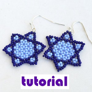 Tutorial: Star of David earrings Judaica pattern Magen David earrings Israel earrings Beading instructions Seed beads PDF tutorial T27