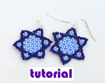 Tutorial: Star of David earrings Judaica pattern Magen David earrings Israel earrings Beading instructions Seed beads PDF tutorial T27
