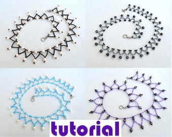 Tutorial: Easy collar necklace or bracelet with pearls Beading instructions Beading pattern Necklace Bracelet tutorial PDF tutorial T6