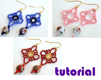 Tutorial: Beaded filigree earrings with cloisonné beads Beading instructions Beading pattern Earrings tutorial Beaded earrings PDF file T17