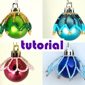 Tutorial: Mini Christmas ornament cover, tutu stile, 4 in 1, Beading tutorials Beading pattern Ornament tutorial PDF Instant download T18