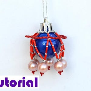 Tutorial: Mini Christmas ornament with pearls Beading tutorials Beading pattern Ornament pattern PDF instructions Beaded ornament T23