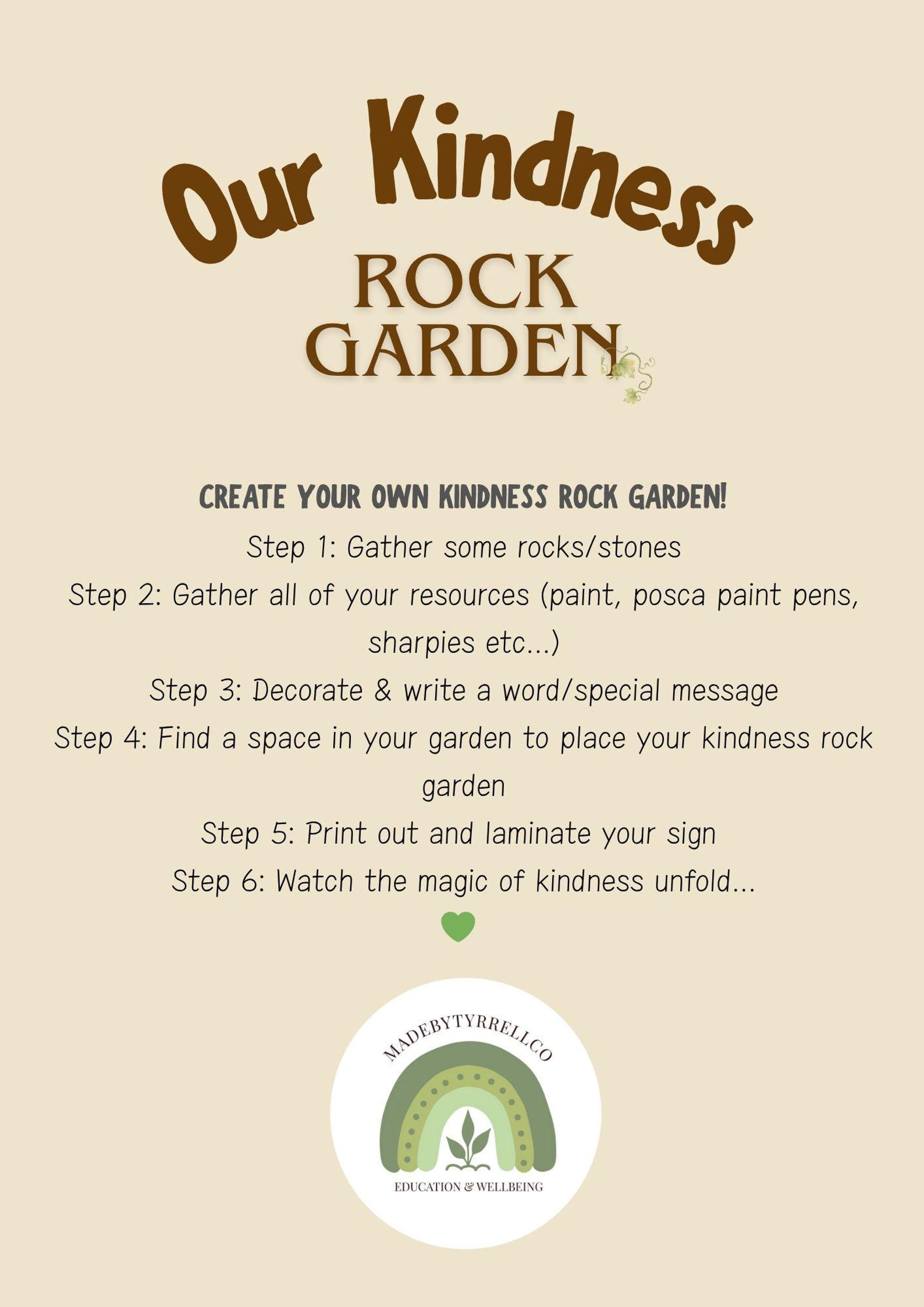 Kindness Rock Garden - Sign and Instructions - Etsy