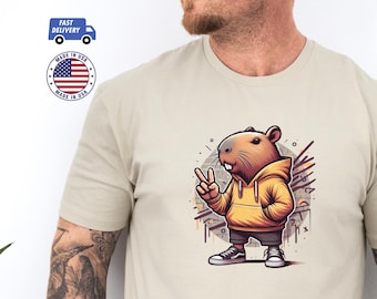 Maglietta Capybara Just Be Cool Tee / Maglietta unisex divertente Capybara / Regalo per amanti degli animali / Maglietta regalo per amanti degli animali, skateboard