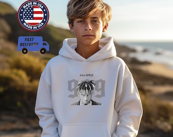 Felpa con cappuccio Juice Wrld per bambini - Felpa Juice Wrld per bambini - Merchandising Rapper - Felpa con cappuccio Juice WRLD in regalo - Felpa Juice Wrld - Maglietta Juice Wrld