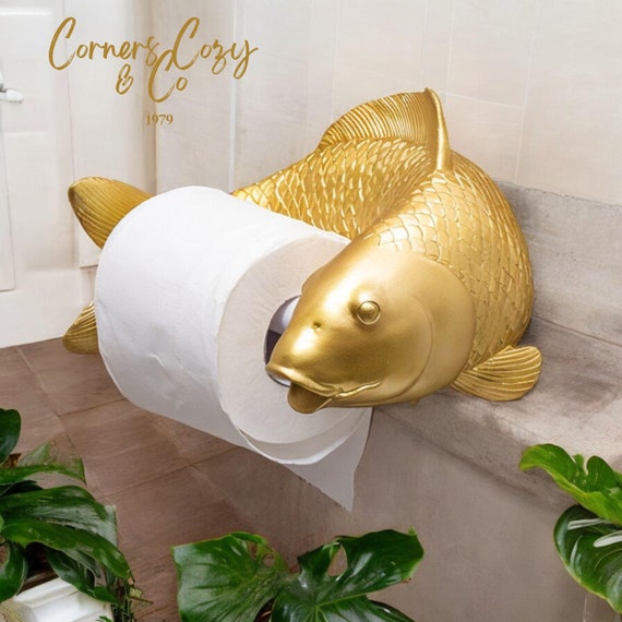 Handcrafted Koi Fish Toilet Paper Holder and Towel Rack Unique Wall Hanging Bathroom Decor No punch Installation Eco friendly Design Etsy