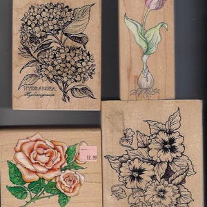 LARGE Flower Rubber stamps - Vintage - your choice