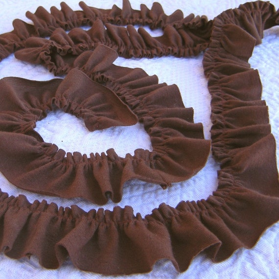 Soft Jersey Ruffle Trim in Chocolate Brown 