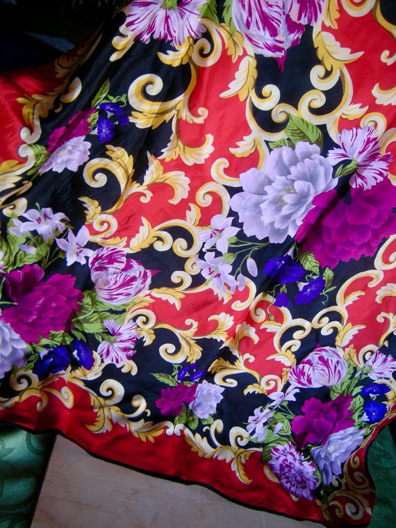 WORTHINGTON Vintage Silk Scarf - Bright Floral - image 3