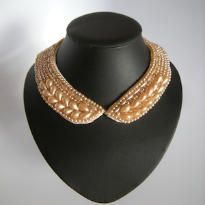 Vintage Pearl Collar with Satin Backing Golden Cream  Color - 1950&#39;s or before