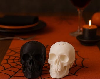 Skull Salt and Pepper Shakers: Gothic Halloween Kitchen Decor