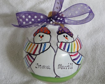 Two Women Personalized Hand-Painted Ornament