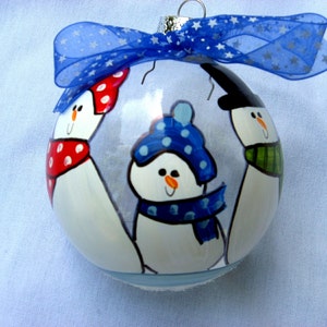 Family of 3 -  Personalized and Hand Painted ornament
