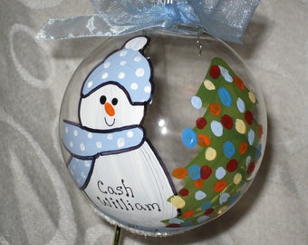 Baby Boy's First Christmas -  Personalized and Hand Painted