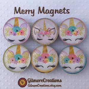 Set of Glass Magnets  &quot;Unicorns&quot;