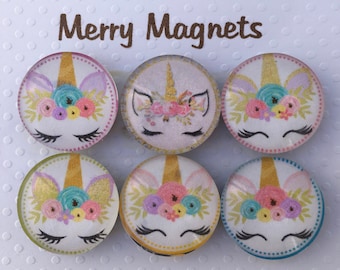 Set of Glass Magnets  "Unicorns"