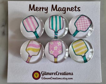 Set of Glass Magnets   “Pickleball” Paddles