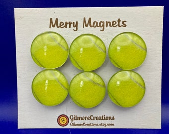 Set of Glass Fridge Magnets  "Tennis Balls"