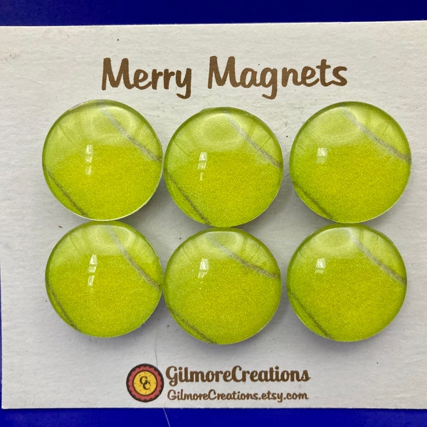Set of Glass Fridge Magnets  "Tennis Balls"