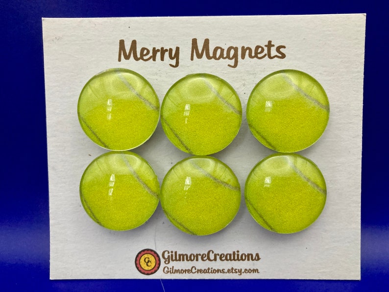 Set of Glass Fridge Magnets Tennis Balls image 1