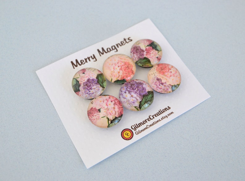 Set of Glass Fridge Magnets Hydrangea image 3