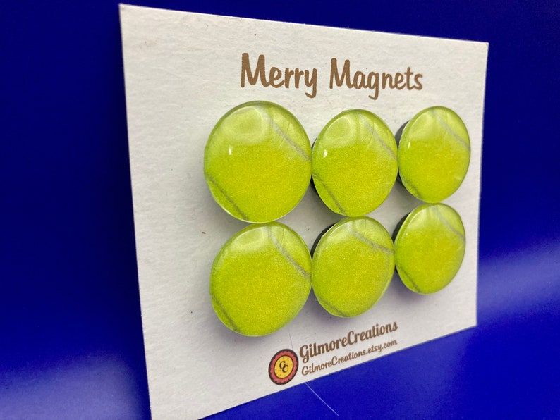 Set of Glass Fridge Magnets Tennis Balls image 3