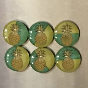 Set of Glass Fridge Magnets Pineapple on Lemon/Lime Geometrics image 5