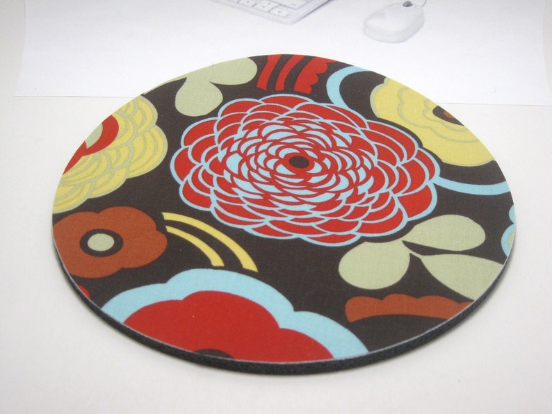Mouse Pad, Computer Mouse Pad, Round Fabric Mouse Pad or Trivet Mocca image 3