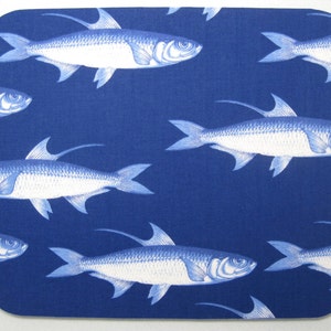 Fabric Mousepad or Trivet Ocean Fish Blue image 4