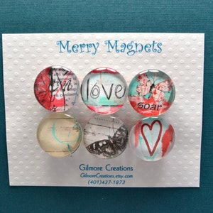 Set of Glass Magnets  &quot;Love&quot;