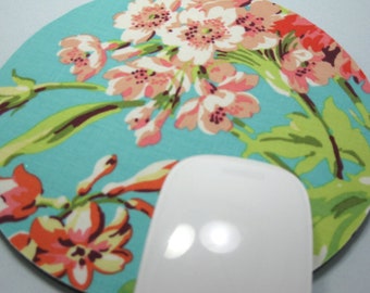 Fabric Mousepad or Trivet      Bliss Bouquet in Teal