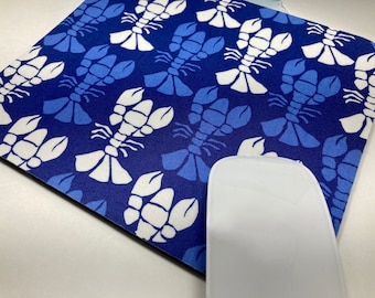 Mouse Pad, Fabric Mousepad   Blue Lobsters