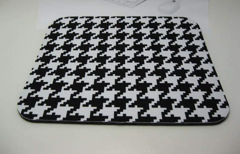 Fabric Mousepad or Trivet Black & White Houndstooth image 3