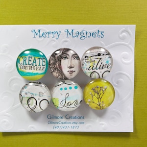 Set of Glass Magnets  &quot;Create Yourself&quot;
