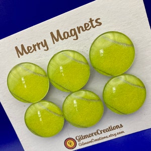 Set of Glass Fridge Magnets Tennis Balls image 2