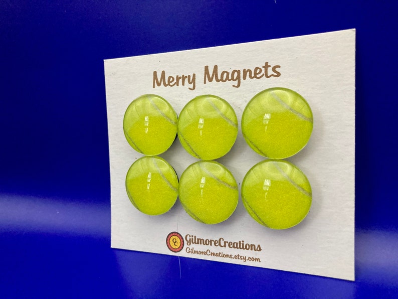 Set of Glass Fridge Magnets Tennis Balls image 4