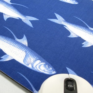 Fabric Mousepad or Trivet Ocean Fish Blue image 1