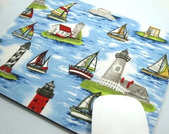Mouse Pad, Computer Mouse Pad, Fabric Mousepad    Lighthouses