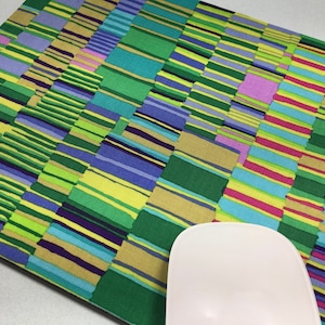 Fabric Mousepad or Trivet   Shirt Stripes in Green