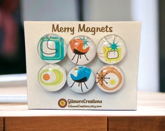 Set of Glass Fridge Magnets  "Mid Century Modern - Chairs”